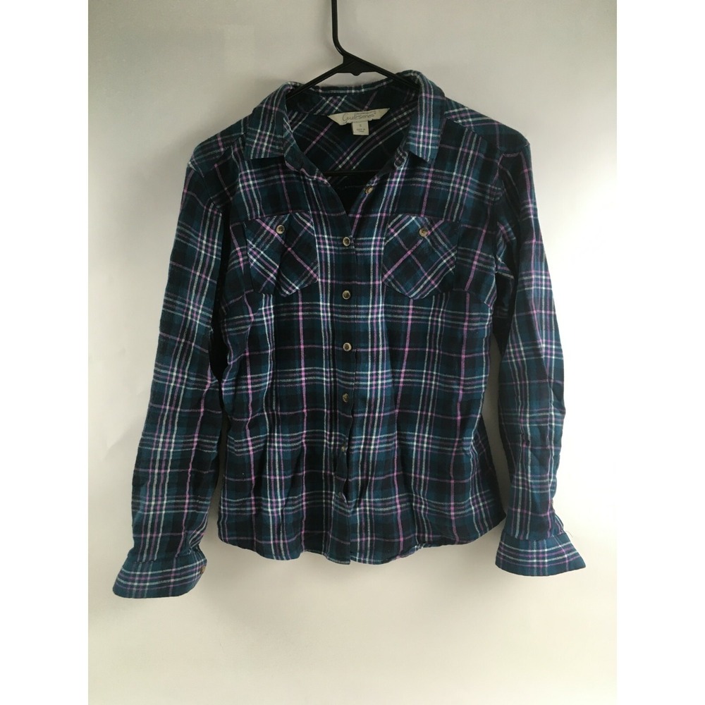 Guide Series Shirt Women's Size S Button Down Long Sleeve Check Side Pocket